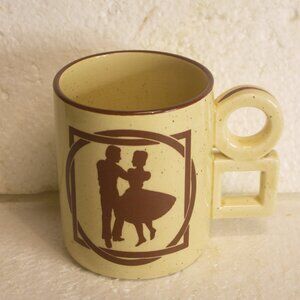 Vintage Dancing Couple Brown Speckled Coffee Mug Cup 8 Ounce